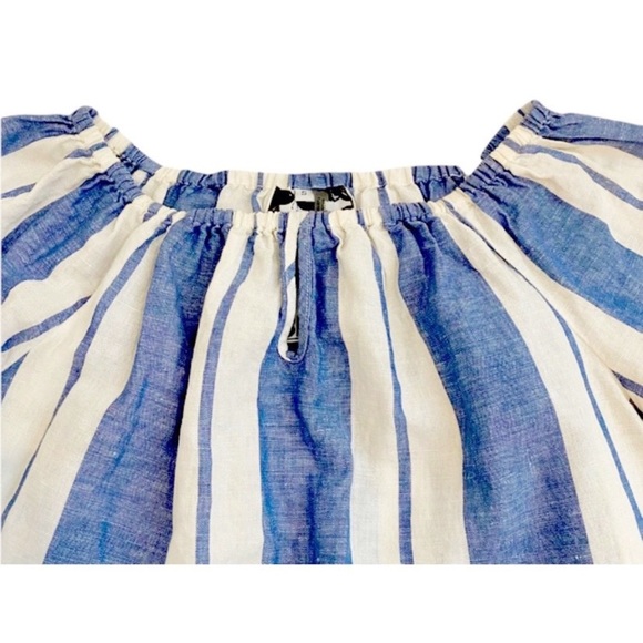 Young Fabulous & Broke Blue & White Stripe Off The Shoulder Globe Top, Size SM - Picture 5 of 12